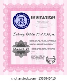 Pink Invitation. Customizable, Easy to edit and change colors. Easy to print. Retro design. 