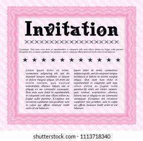  Pink Invitation. Detailed. With complex background. Good design. 