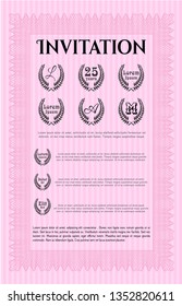 Pink Invitation. Detailed. Easy to print. Excellent design. 