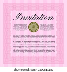 Pink Invitation. Easy to print. Customizable, Easy to edit and change colors. Artistry design. 