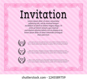 Pink Invitation. Easy to print. Nice design. Vector illustration. 