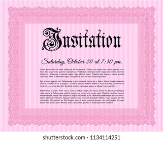 Pink Invitation. Easy to print. Vector illustration. Money design. 