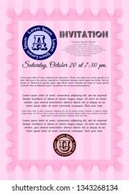 Pink Invitation. Elegant design. With complex background. Detailed. 