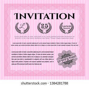 Pink Invitation. Good design. Easy to print. Detailed. 
