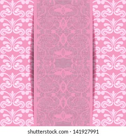 Pink invitation or greeting card. Vector illustration