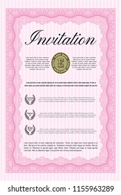 Pink Invitation. With linear background. Customizable, Easy to edit and change colors. Nice design. 