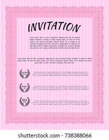 Pink Invitation. Lovely design. Printer friendly. Detailed. 
