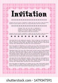Pink Invitation. Modern design. With background. Vector illustration. 