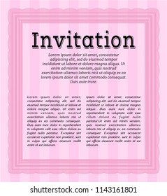 Pink Invitation. Modern design. With linear background. Vector illustration. 