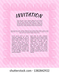 Pink Invitation. Money Pattern. Customizable, Easy to edit and change colors. With complex linear background. 