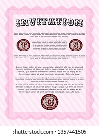 Pink Invitation. Money Pattern design. Printer friendly. Vector illustration. 