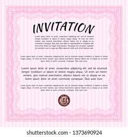 Pink Invitation. Money Pattern. With linear background. Customizable, Easy to edit and change colors. 