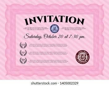 Pink Invitation. Money Pattern. With quality background. Customizable, Easy to edit and change colors. 