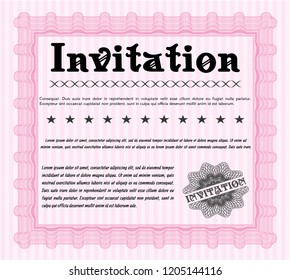 Pink Invitation. Nice design. With complex background. Vector illustration. 