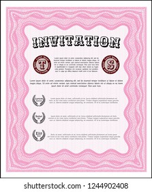 Pink Invitation. Perfect design. With linear background. Vector illustration. 