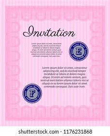 Pink Invitation. Perfect design. Vector illustration. Printer friendly. 