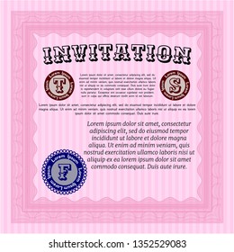 Pink Invitation. Perfect design. Vector illustration. With great quality guilloche pattern. 