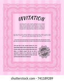 Pink Invitation. Printer friendly. Customizable, Easy to edit and change colors. Money Pattern. 