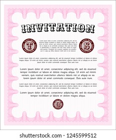 Pink Invitation. Printer friendly. Excellent design. Vector illustration. 