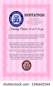Pink Invitation. Printer friendly. Perfect design. Detailed. 