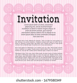 Pink Invitation. Printer friendly. Retro design. Customizable, Easy to edit and change colors. 