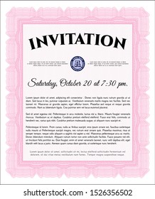 Pink Invitation. Printer friendly. Superior design. Detailed. 