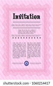 Pink Invitation. With quality background. Money Pattern. Vector illustration. 