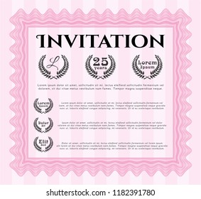 Pink Invitation. With quality background. Superior design. Vector illustration. 