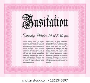Pink Invitation. With quality background. Vector illustration. Excellent design. 