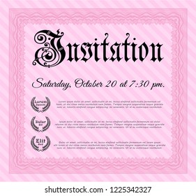 Pink Invitation. Retro design. With complex background. Customizable, Easy to edit and change colors. 