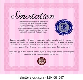 Pink Invitation. Sophisticated design. Customizable, Easy to edit and change colors. Easy to print. 