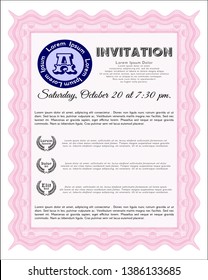 Pink Invitation. Sophisticated design. Customizable, Easy to edit and change colors. With linear background. 