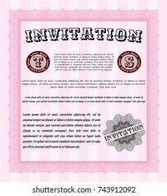 Pink Invitation. Superior design. Customizable, Easy to edit and change colors. With linear background. 