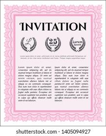 Pink Invitation. Superior design. With linear background. Vector illustration. 