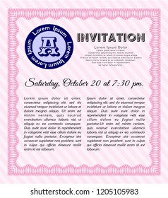 Pink Invitation. Superior design. Vector illustration. Printer friendly. 