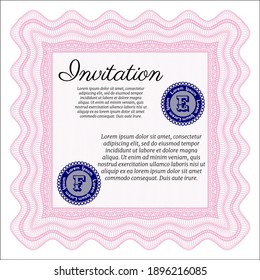 Pink Invitation. Superior design.  Vector illustration. 