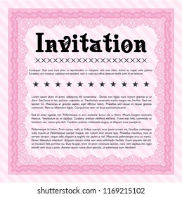 Pink Invitation template. With background. Customizable, Easy to edit and change colors. Sophisticated design. 