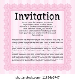 Pink Invitation template. With background. Retro design. Customizable, Easy to edit and change colors. 