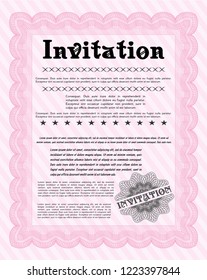 Pink Invitation template. With background. Superior design. Detailed. 