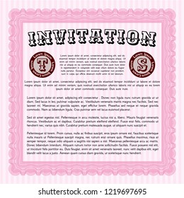 Pink Invitation template. Complex background. Vector illustration. Elegant design. 