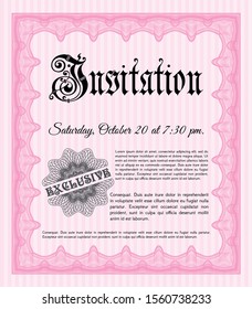 Pink Invitation template. With complex background. Good design. Customizable, Easy to edit and change colors. 