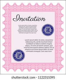 Pink Invitation template. Customizable, Easy to edit and change colors. With quality background. Superior design. 