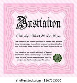 Pink Invitation template. Customizable, Easy to edit and change colors. With background. Money design. 