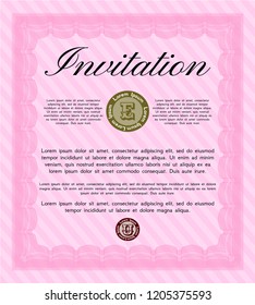 Pink Invitation template. Customizable, Easy to edit and change colors. Complex background. Sophisticated design. 