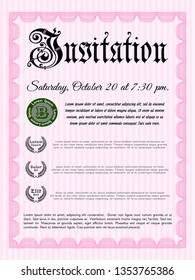Pink Invitation template. Customizable, Easy to edit and change colors. With complex background. Modern design. 
