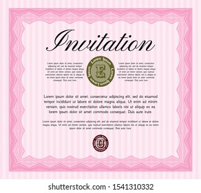 Pink Invitation template. Customizable, Easy to edit and change colors. With quality background. Sophisticated design. 