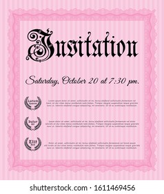 Pink Invitation template. Detailed. Easy to print. Nice design. 