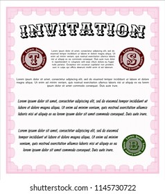 Pink Invitation template. Detailed. With quality background. Perfect design. 