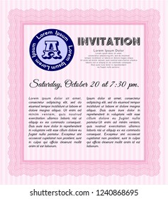 Pink Invitation template. Easy to print. Customizable, Easy to edit and change colors. Money Pattern design. 