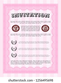 Pink Invitation template. Easy to print. Customizable, Easy to edit and change colors. Beauty design. 